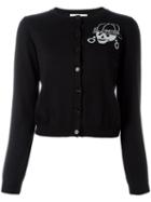 Moschino Cropped Skeleton Cardigan, Women's, Size: 44, Black, Virgin Wool/rayon/polyester