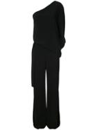 Halston Heritage Asymmetric Sleeve Jumpsuit - Black