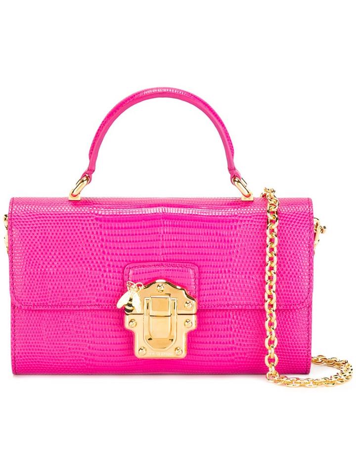 Dolce & Gabbana Lucia Crossbody Bag, Women's, Pink/purple, Calf Leather/metal (other)