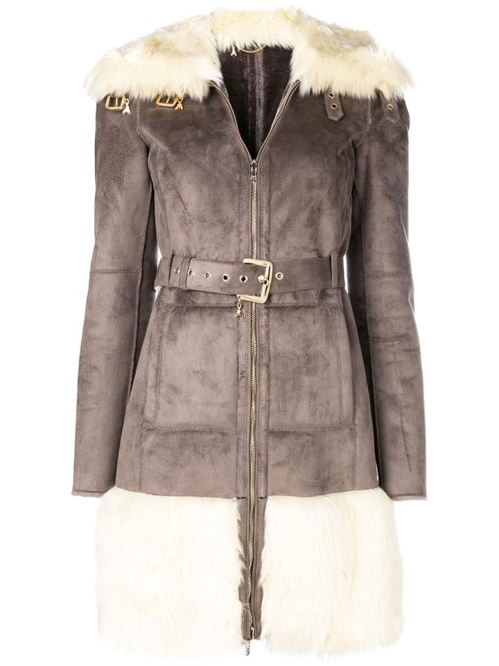 Patrizia Pepe Contrast Material Coat - Grey