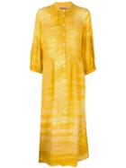 Raquel Allegra Button Up Peasant Dress - Yellow & Orange