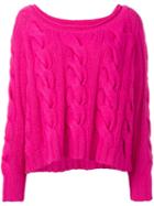 N.peal Chunky Cable Slouch Jumper, Women's, Size: Small, Pink/purple, Cotton/cashmere