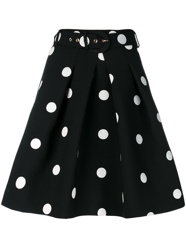 Boutique Moschino - Polka Dots A-line Skirt - Women - Polyester - 40, Black, Polyester