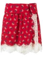Talie Nk Silk Printed Skirt, Women's, Size: 42, Red, Silk