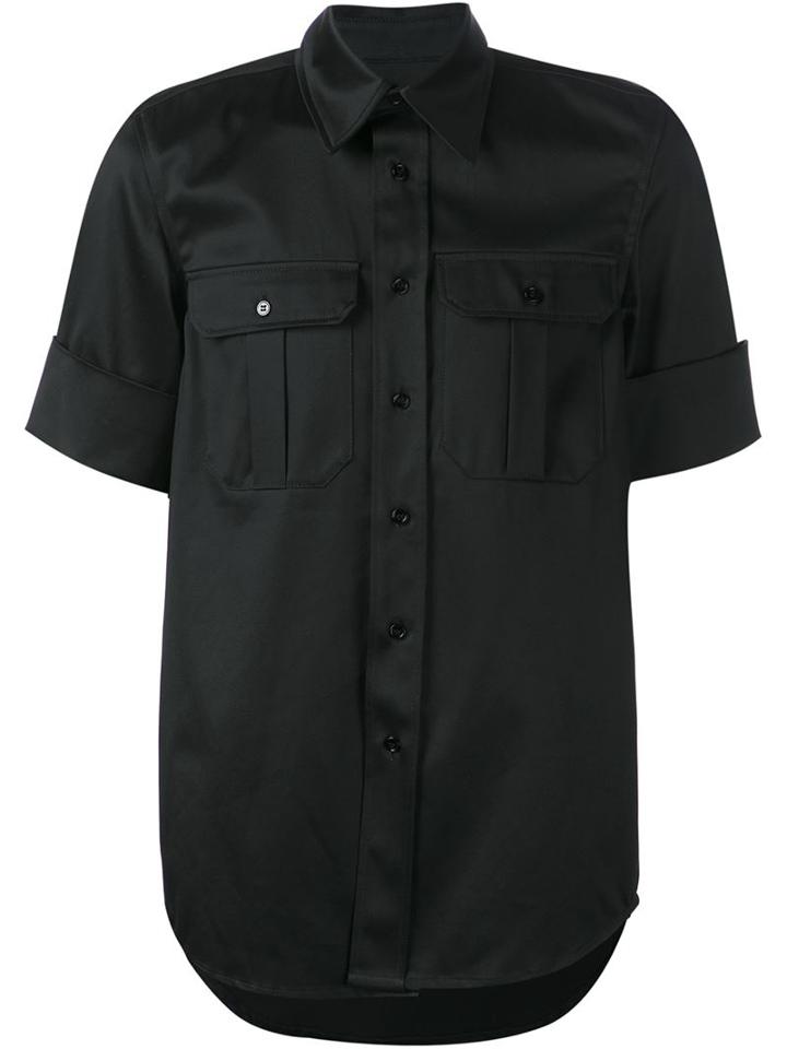 Yang Li Pouch Pockets Short Sleeved Shirt, Men's, Size: 46, Black, Cotton