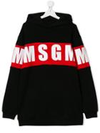 Msgm Kids Logo Colour-block Hoodie - Black