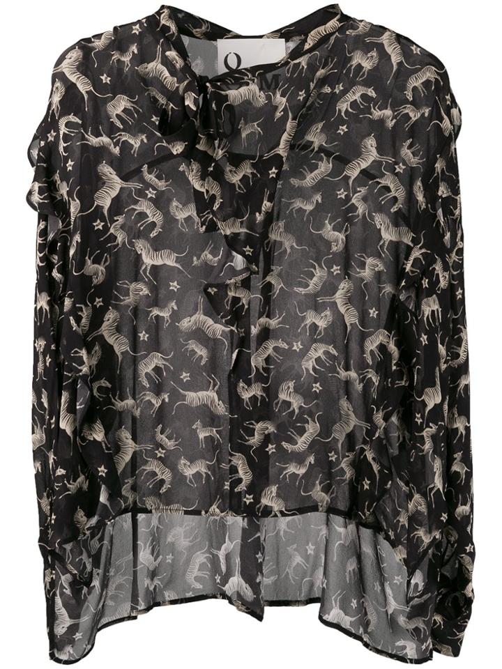 8pm Animal Print Blouse - Black