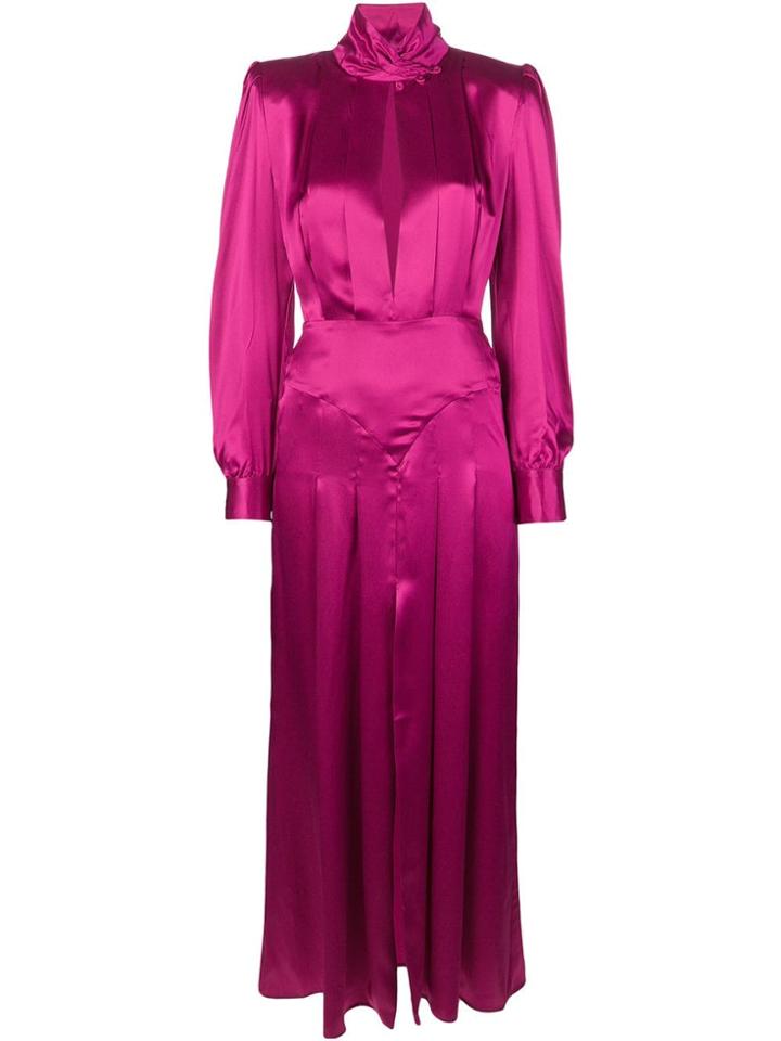 Alessandra Rich High Neck Dress - Pink & Purple