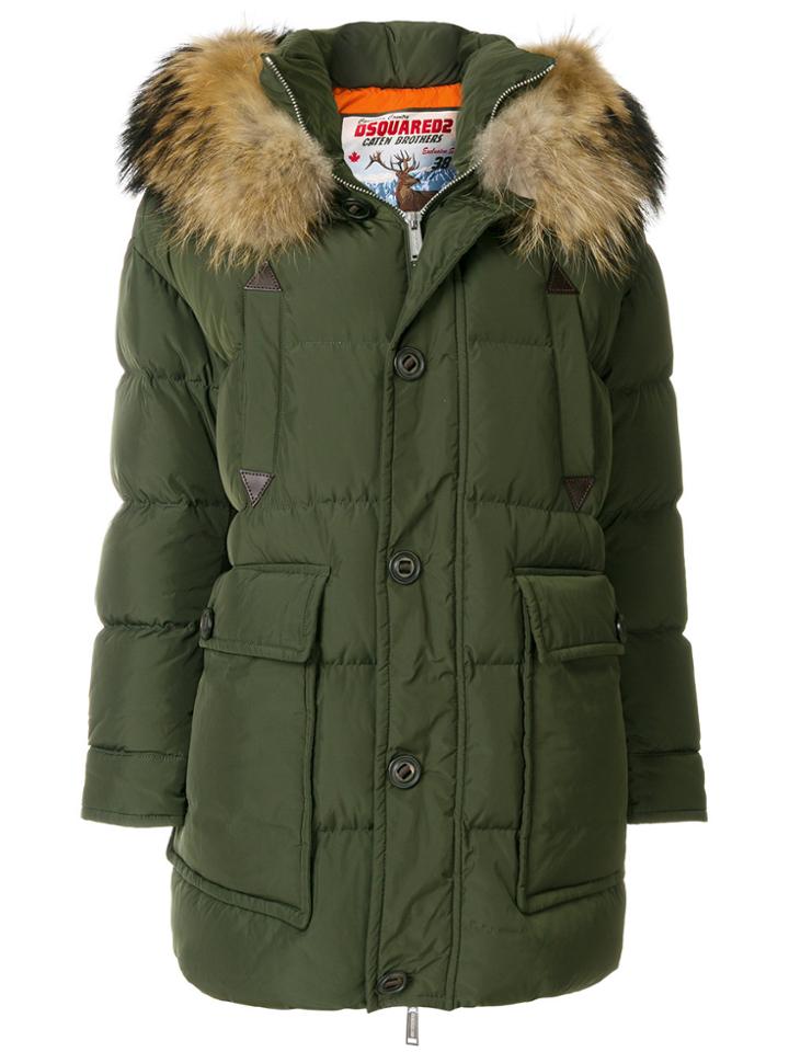 Dsquared2 Fur Trimmed Parka - Green