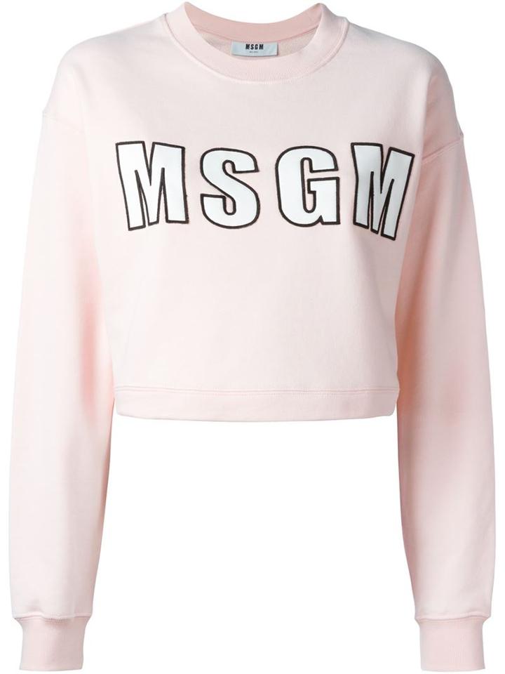 Msgm Cropped Logo Sweatshirt