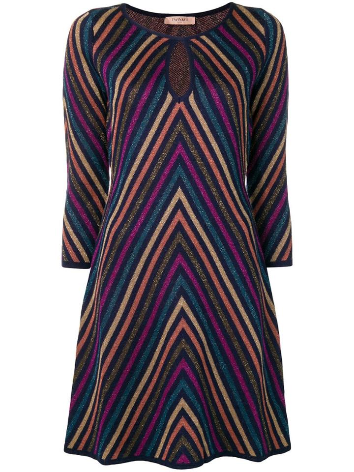 Twin-set Zig-zag Stripe Dress - Blue