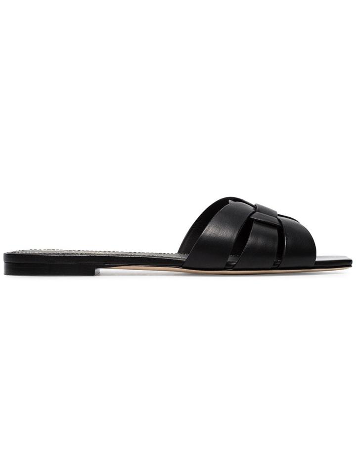 Saint Laurent Black Nu Pieds Woven Leather Sandals