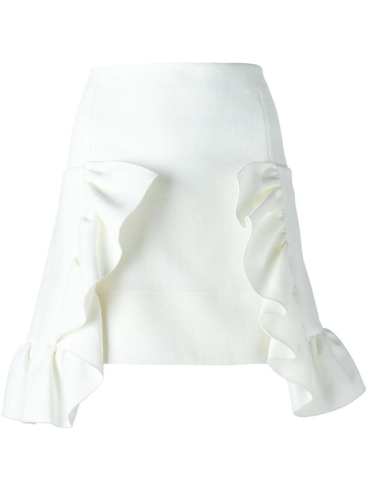 Marni Ruffled Skirt, Women's, Size: 40, White, Cotton/nylon/spandex/elastane
