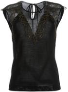 Alberta Ferretti Sheer Panel Blouse, Women's, Size: 48, Black, Silk/cashmere/virgin Wool