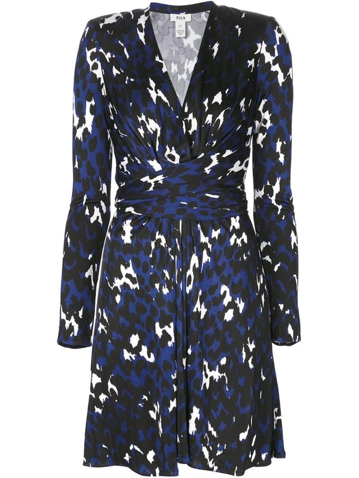 Issa Printed Wrap Dress, Women's, Size: 8, Blue, Viscose