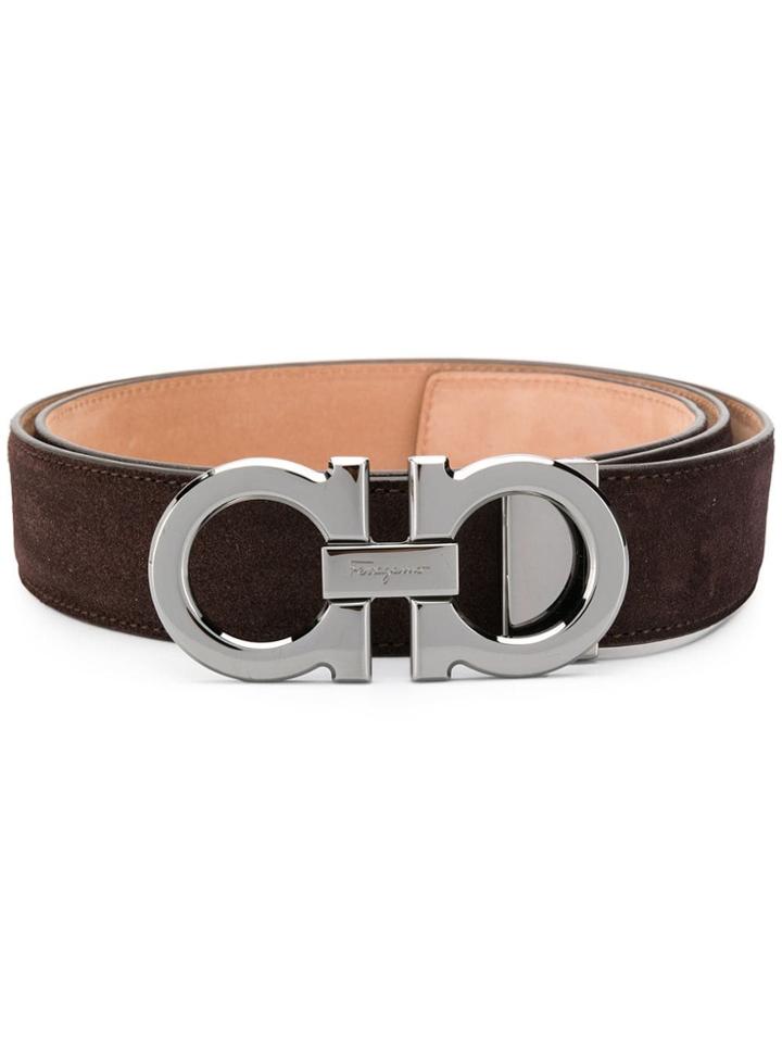 Salvatore Ferragamo Adjustable Gancini Belt - Brown