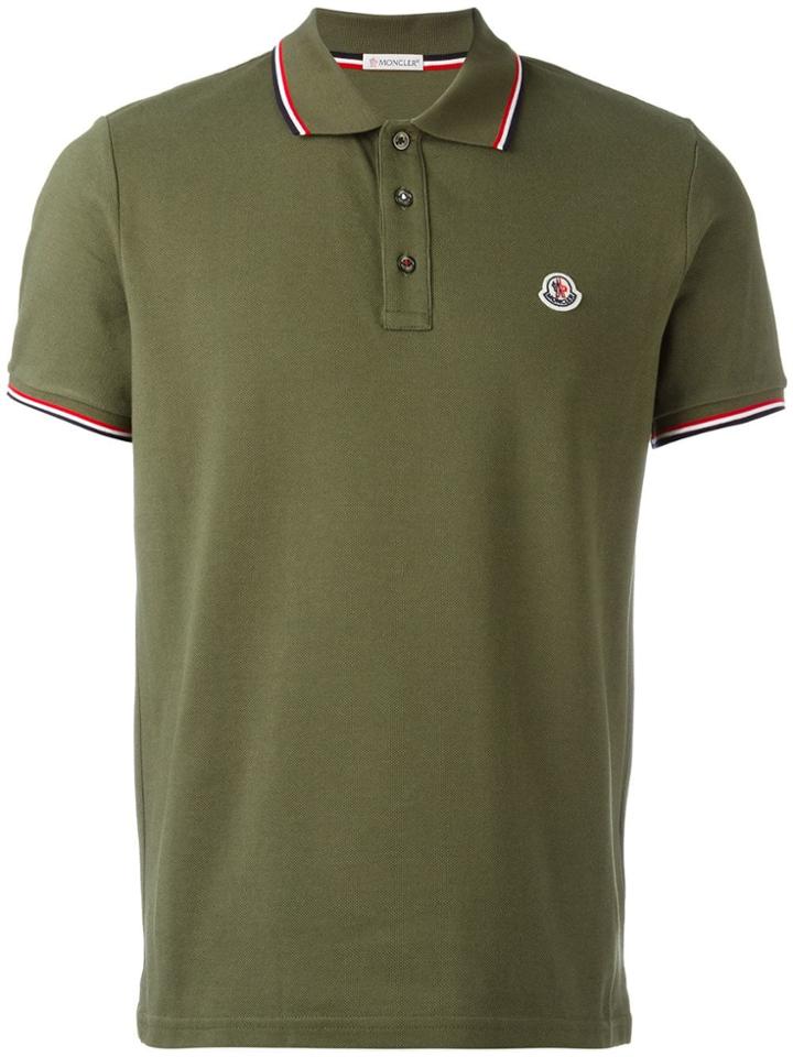 Moncler Striped Trim Polo Shirt - Green