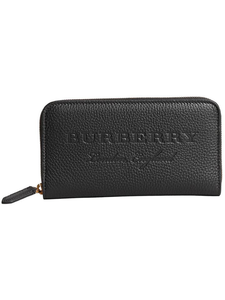 Burberry Embossed Ziparound Wallet - Black