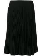 Versace Side Split Pleated Skirt, Women's, Size: 40, Black, Polyester