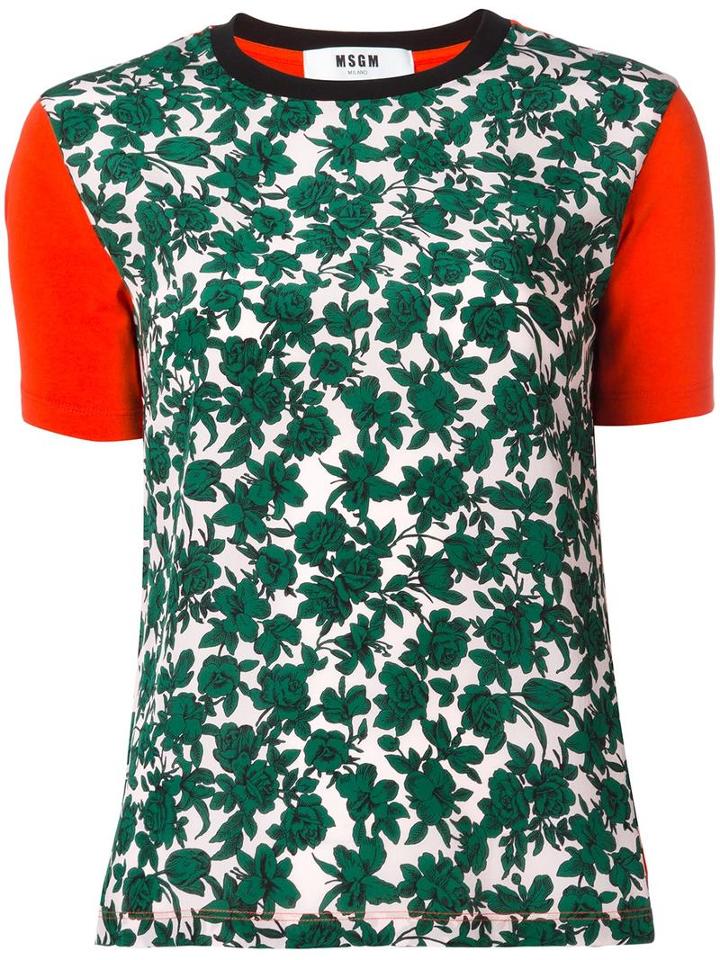 Msgm Roses Print T-shirt, Women's, Size: Medium, Yellow/orange, Cotton