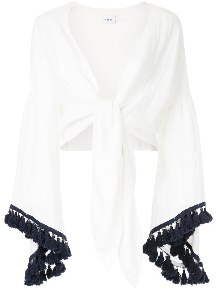 Suboo Playa Tasselled Tie Top - White