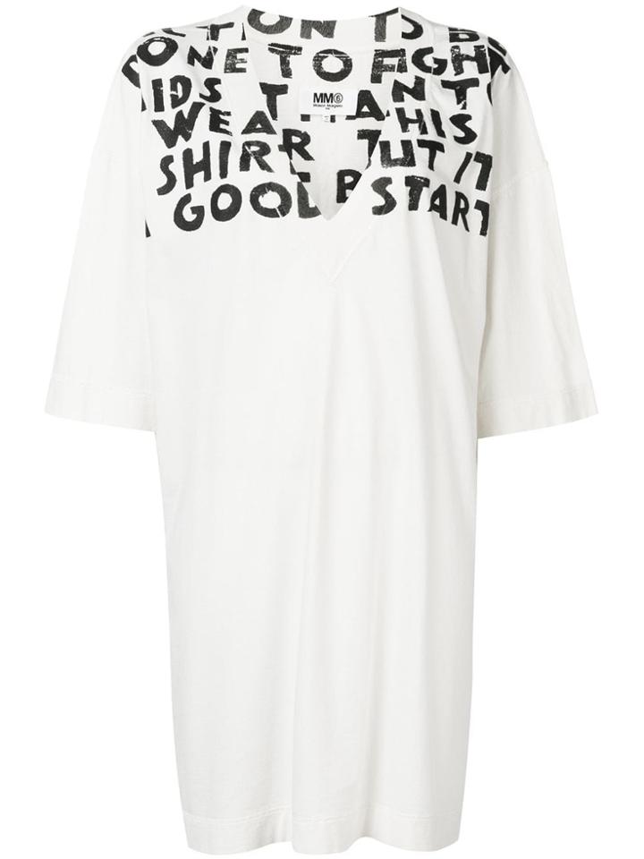 Mm6 Maison Margiela Contrast Print T-shirt - White