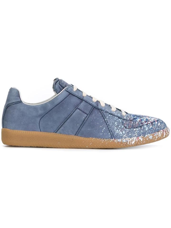 Maison Margiela Replica Sneakers, Men's, Size: 39, Blue, Calf Leather/leather/cotton/rubber
