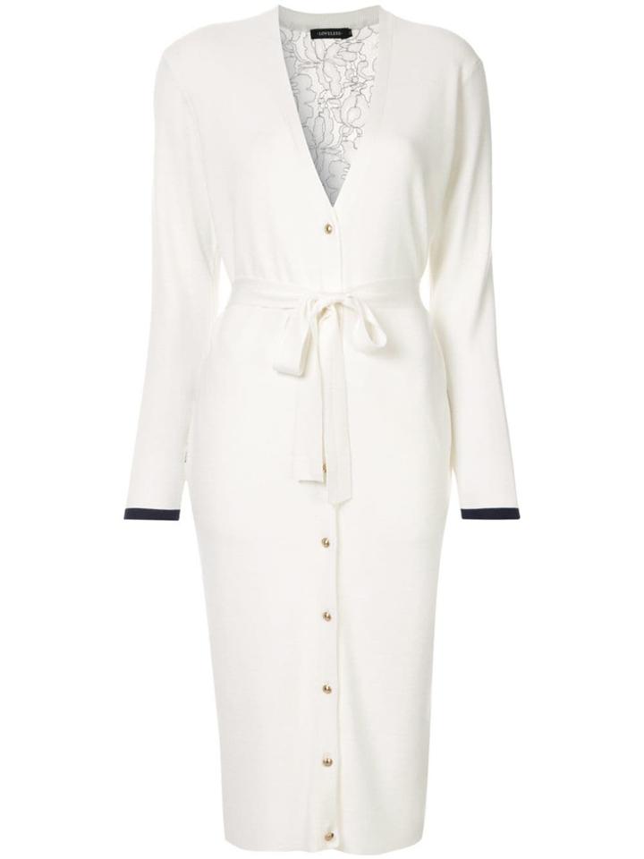 Loveless Long Belted Lace-back Cardigan - White