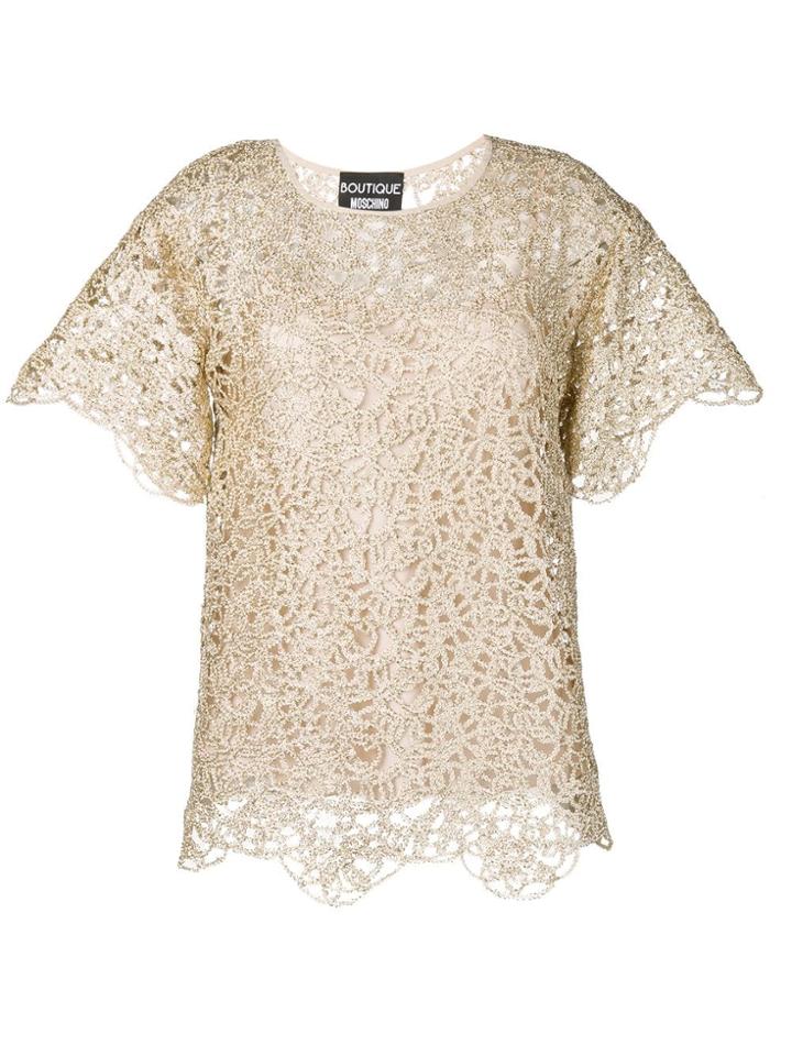 Boutique Moschino Lace Detail T-shirt - Gold