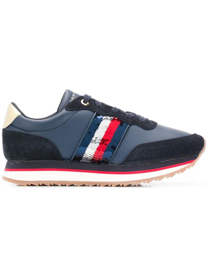 Tommy Hilfiger Sequin Detail Runner Sneakers - Blue