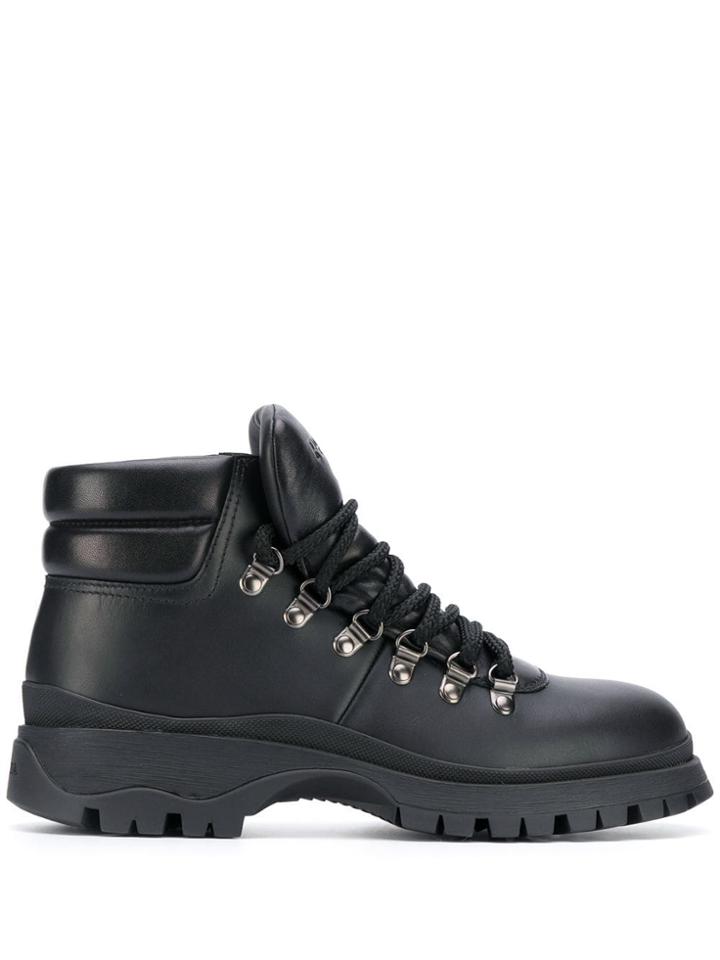 Prada Lace-up Trekking Boots - Black