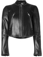 Givenchy Studded Cropped Jacket, Women's, Size: 38, Black, Lamb Skin/acetate/viscose