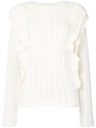 Iro - Dolipa Ruffled Pointelle-knit Sweater - Women - Acrylic/wool/alpaca - S, White, Acrylic/wool/alpaca