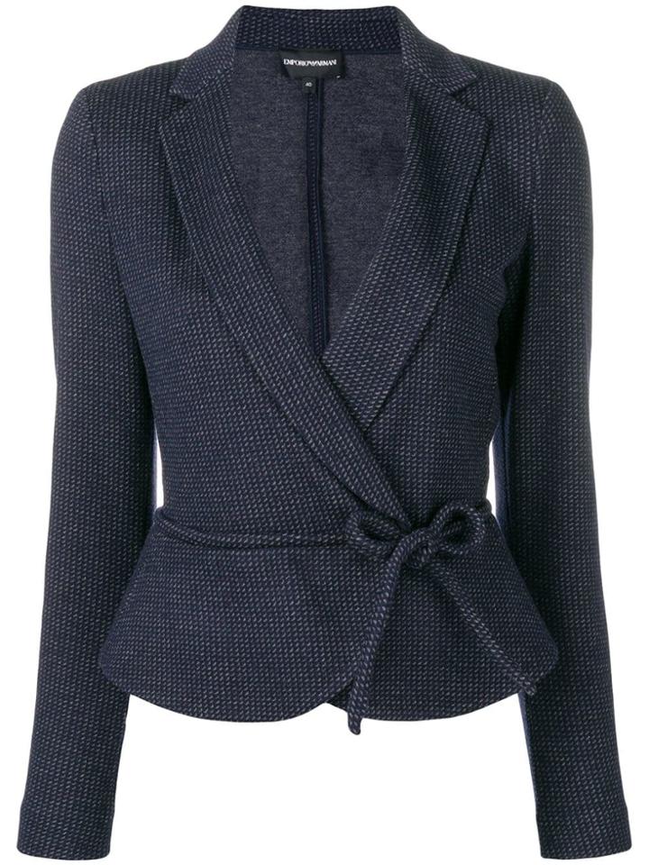 Emporio Armani Jacquard Tie Waist Jacket - Blue