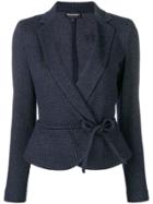 Emporio Armani Jacquard Tie Waist Jacket - Blue