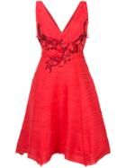 Marchesa Notte Pleated Cocktail Dress - Red