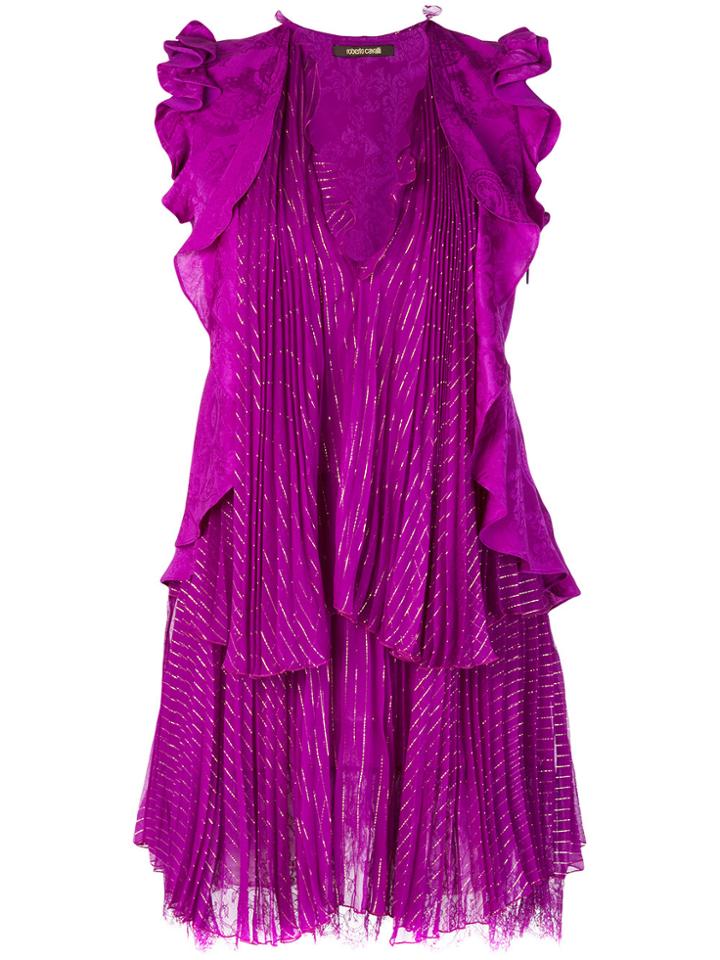 Roberto Cavalli Draped Mini Dress - Pink & Purple