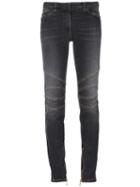 Balmain Skinny Stitched Knee Jeans, Women's, Size: 42, Grey, Cotton/spandex/elastane