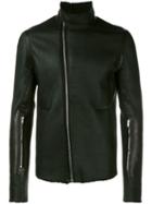 Rick Owens Funnel Neck Biker Jacket, Men's, Size: 54, Black, Sheep Skin/shearling/cotton/calf Leather