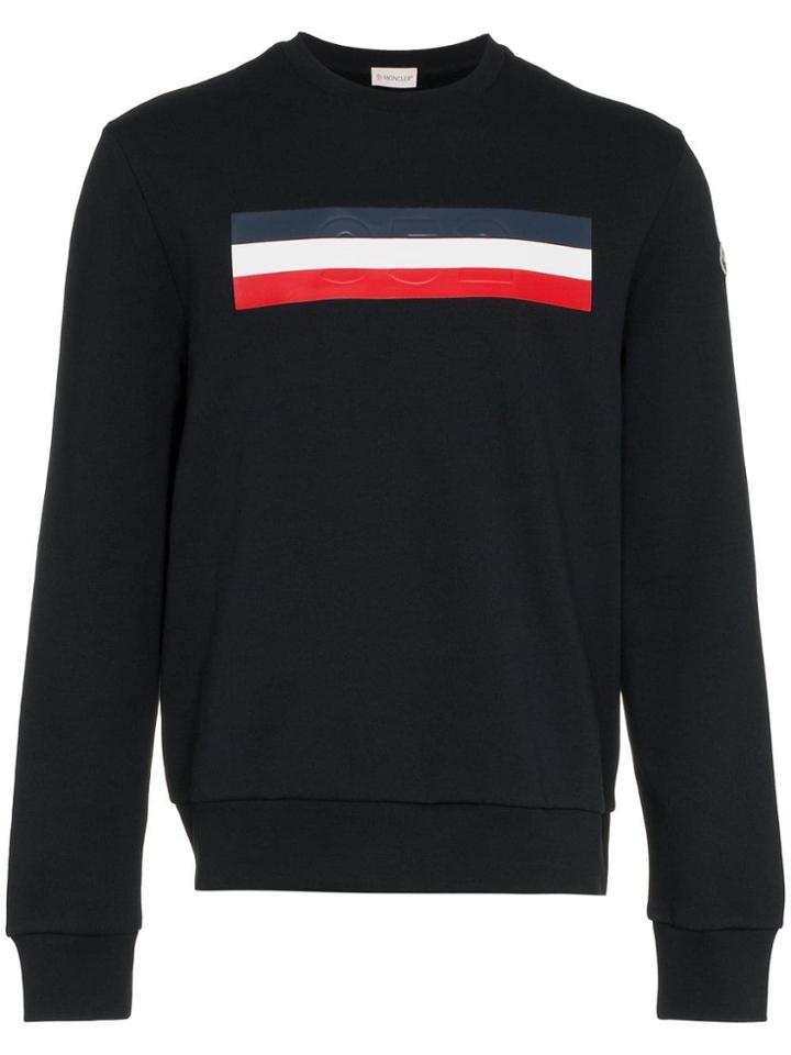Moncler Monc Flag Logo Crw Swt Nvy - Blue