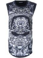 Balmain Embroidered Print Tank Top, Women's, Size: 36, Black, Cotton/metal/glass