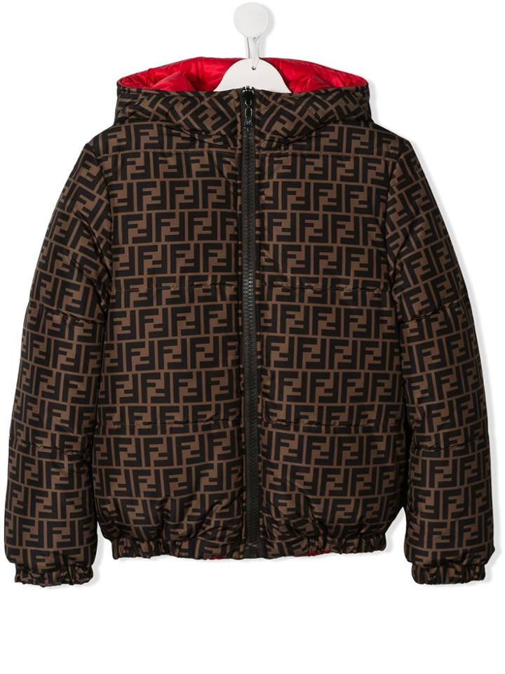 Fendi Kids Teen Reversible Padded Jacket - Brown