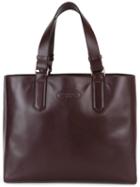 Lanvin Logo Embossed Tote, Women's, Brown, Leather