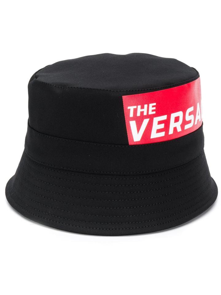 Versace Tabloid Motif Print Bucket Hat - Black