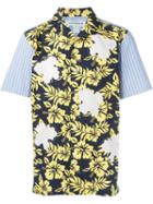 Comme Des Garçons Shirt Floral And Stripe Print Shirt, Men's, Size: Small, Blue, Cotton