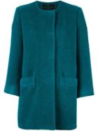 Etro Collarless Coat, Women's, Size: 44, Green, Viscose/wool/alpaca