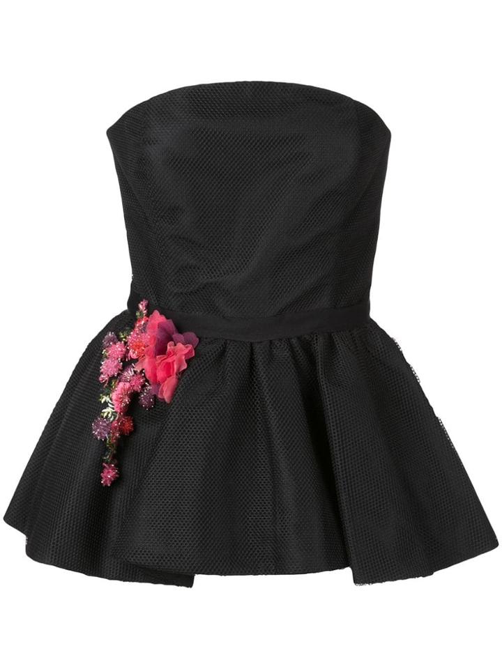 Marchesa Strapless Peplum Top - Black