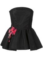 Marchesa Strapless Peplum Top - Black