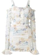 Alessandra Rich - Gathered Mini Dress - Women - Silk/polyamide/spandex/elastane - 40, White, Silk/polyamide/spandex/elastane