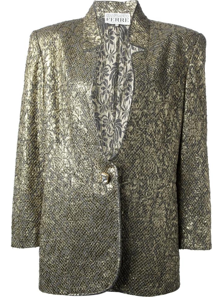 Gianfranco Ferre Vintage Jacquard Jacket And Skirt Suit - Metallic